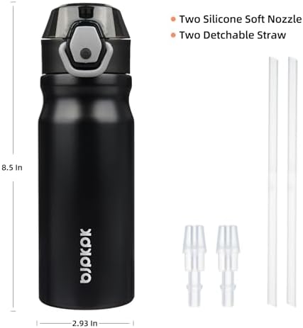 BJPKPK 18 oz Water Bottle with Straw & Handle, Insulated Stainless Flask - Image 4