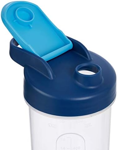 Amazon Basics Leak Proof Protein Shaker Bottle with Mixer Ball and Compartments, Portable, Dishwasher Safe, 20 oz, Blue, 2-Pack - Image 4