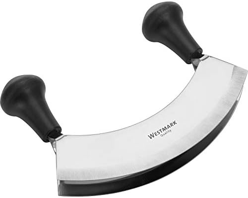 Westmark Germany Stainless Steel Double Blade Mezzaluna Mincing Knife, 7-inch (Black) by Westmark