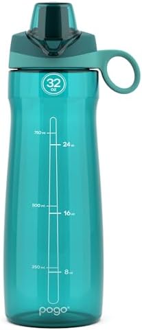Pogo BPA-Free Plastic Water Bottle with Chug Lid, 32 Oz, Quetzal Teal by Pogo