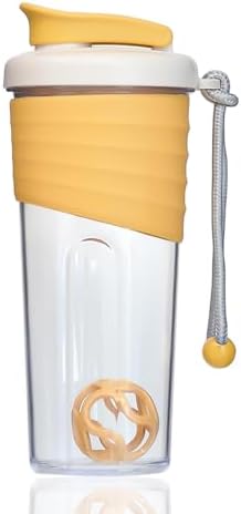 Shaker Bottle for Protein Mixes，24 oz，Protein Shaker Bottles with Whisk Ball, Mixer Bottle, Protein Bottle,Portable Pre Workout Whey Protein Drink Shaker Cup，Yellow by kuoleopa