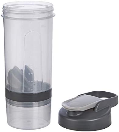 Amazon Basics Protein Shaker Bottle with Mixer Ball, Dishwasher Safe, 20 oz, Gray, 2-Pack - Image 2