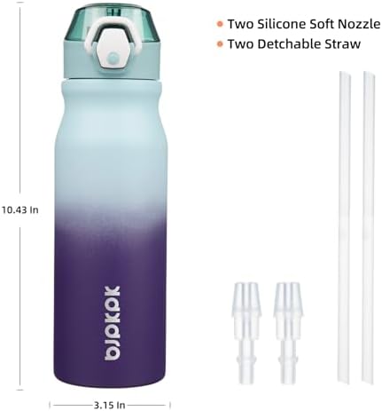 BJPKPK 25 oz Insulated Water Bottle, Straw, Handle, Stainless Steel Flask - Image 4