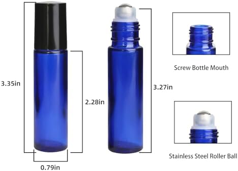 10ml Glass Essential Oil Roller Bottle, 24PCS Blue Essential Oil Roller Bottles with Stainless Steel Rollers - Refillable, Leak-Proof Design, Suitable for Travel and DIY Skincare Products. - Image 2