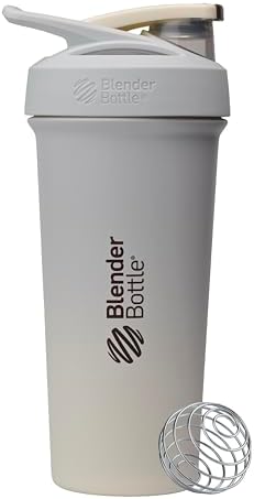 BlenderBottle Sport Sleek Stainless Steel Shaker Bottle 25 oz Grey/Tan by BlenderBottle