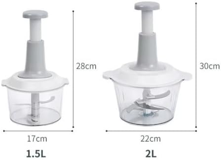 Manual Food Chopper with 1.5L Container, Push-Down Vegetable and Meat Cutter, Stainless Steel Blades. - Image 2
