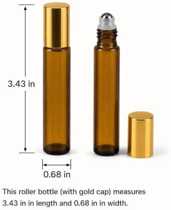 24 Pack 10ml Roll On Bottles for Essential Oils & Perfume, Gold Cap - Image 2