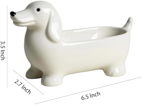 Ceramic Dachshund Shaped Sponge Holder for Kitchen Sink Counter, Sponge Rack, Sink Caddy Organizer