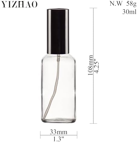 YIZHAO Clear Glass Spray Bottles 1oz, with Small Fine Mist Spray, Metal Cap, Refillable for Essential Oil,Travel,Cleaning,Perfume,Aromatherapy,Makeup – 12 Pcs - Image 2