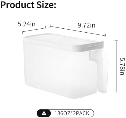 2 Pack 135oz Clear Egg Storage Containers with Handle, Airtight