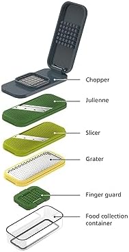 Joseph Joseph Multi-Prep Compact 4-in-1 Multifunctional Set, Kitchen Vegetable Chopper & Dicer, Cheese Grater, Mandoline Veggie Slicer, Food Julienne Cutter with Container - Image 3