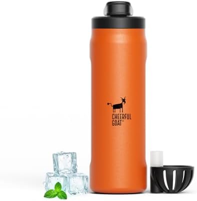 CHEERFUL GOAT Ceramic Water Bottle, Orange, 25oz by CheerfulGoat