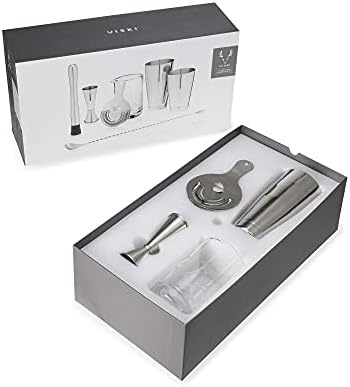 Bartender Kit for Mixed Drinks and Cold Brew Cocktails, Includes Boston Cocktail Shakers, Mixing Glass, Jigger, Muddler, Strainer, Bar Spoon for Home Bar, Gifts for Men, Bartender Gifts, 7-Piece