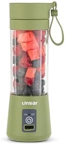 Portable Blender (Sage Green) for Shakes and Smoothies with Durable Stainless Steel Blades for Powerful Blending Performance, USB Rechargeable for Office, Gym, Kitchen and travel by Linsar