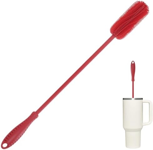 Silicone Bottle Brush, 15.7" Water Bottle Cleaner Brush, Red by ddLUCK