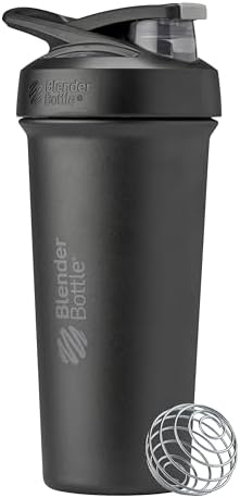 BlenderBottle Sport Sleek Stainless Steel Shaker Bottle 25 oz Black by BlenderBottle