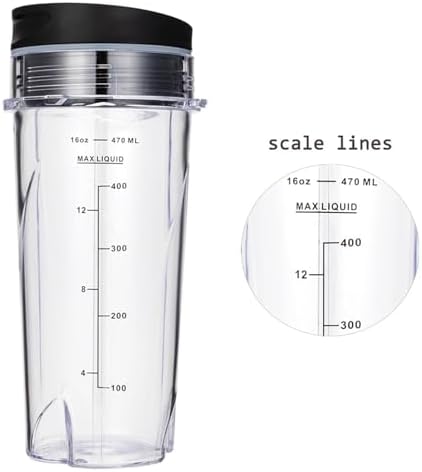 2 Pack 16Oz Clear Compact Single Serve Blender Cups With Lids Replacement Parts | Compatible With Ninja QB3001SS Compact Personal Blenders - Image 4