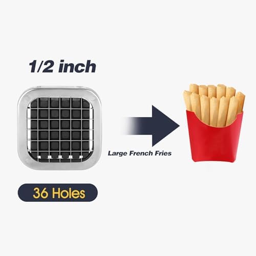 French Fry Cutter, Professional Potato Cutter Slicer with 1/2 In Stainless Steel Blades, Great for Whole Potatoes Carrots Cucumbers.