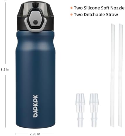 BJPKPK 18 oz Water Bottle with Straw & Handle, Insulated Stainless Flask - Image 4