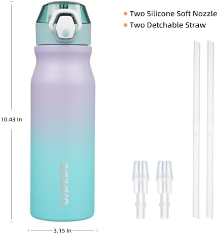 BJPKPK 25 oz Insulated Water Bottle, Straw, Handle, Stainless Steel Flask - Image 4