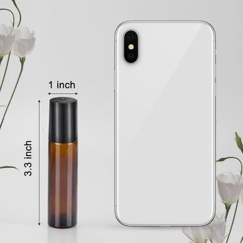 Roller Bottles for Essential Oils - 4 Pack 10ml Amber Glass Roll on Bottles - Image 4
