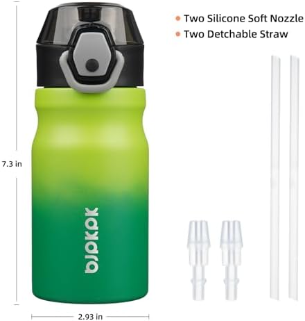 BJPKPK 14 oz Insulated Water Bottle, Straw, Handle, Stainless Steel Flask - Image 4