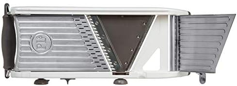 Professional Mandoline - Versatile Slicer with Adjustable Straight, Waffle, and Julienne Blades, Extra-Wide Stainless Steel Deck, Safety Hand Guard, Non-Skid Feet, and Space-Saving Design