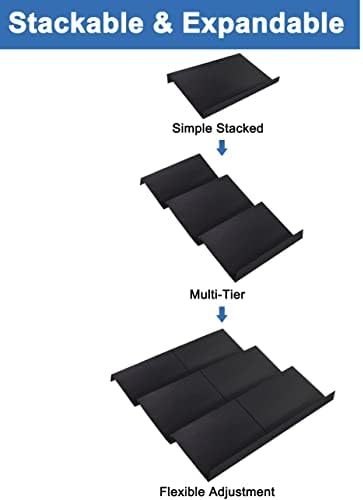 Expandable Spice Drawer Rack Organizer Insert for Kitchen Cabinet - Multi Tier Adjustable Spice Storage Shelf for Seasoning and Jar, Pack of 6