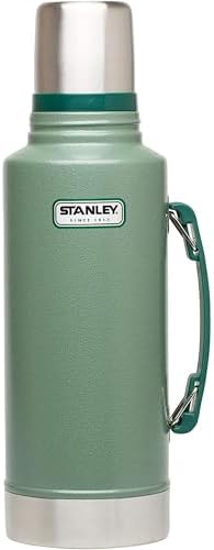Stanley Heritage Classic Vacuum Bottle with Handle 2.0 qt | Wide Mouth with Leakproof Cup Lid | Keep Drinks Hot or Cold for Travel | Insulated Stainless Steel Thermal Bottle | Hammertone Green