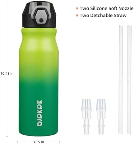 BJPKPK 25 oz Insulated Water Bottle, Straw, Handle, Stainless Steel Flask - Image 4
