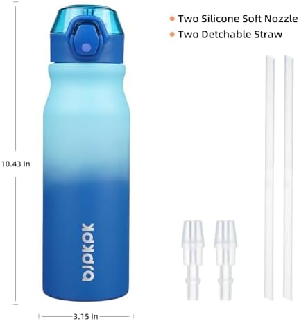 BJPKPK 25 oz Insulated Water Bottle, Straw, Handle, Stainless Steel Flask - Image 4