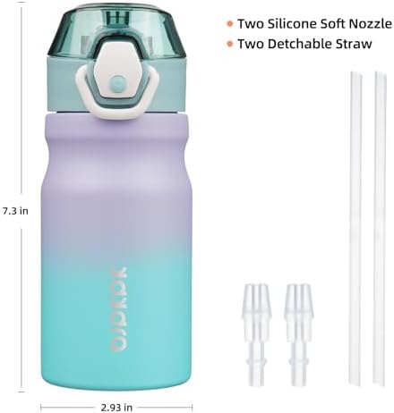BJPKPK 14 oz Insulated Water Bottle, Straw, Handle, Stainless Steel Flask - Image 4