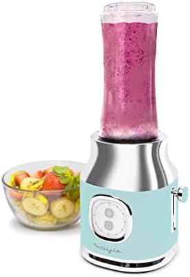 Nostalgia Classic Retro Electric Pulse Blender, 1 Liter Glass Pitcher, Includes Tritan Personal Travel Bottle With Lid And Storage Container, High Power 300 Watts Crushes And Pulverizes Ice Cubes - Image 5
