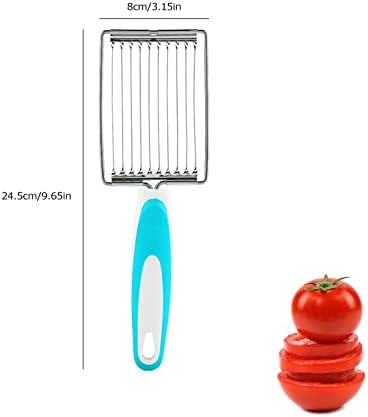 Luncheon Meat Cutter, Cheese & Potato Slicer, Stainless Cutter with Handle for Egg Ham Fruit Tomato, Cutting Evenly Thick, Food Cutting Tool for Kitchen (Blue) - Image 6