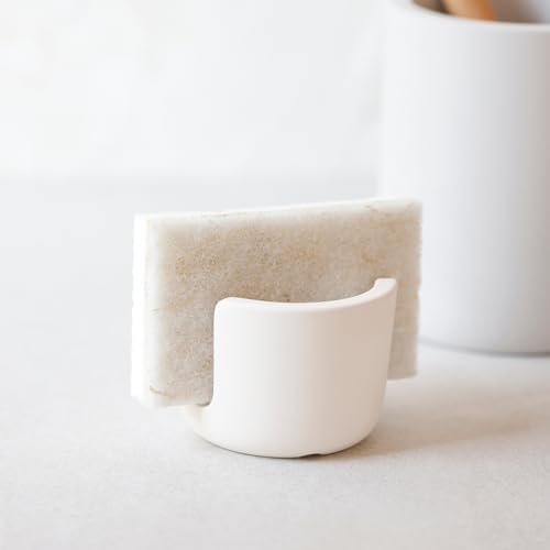 Diatomaceous Earth Sponge Holder - Drying Rack, Absorbent Stone Kitchen Sink Organizer, Beige (Small)
