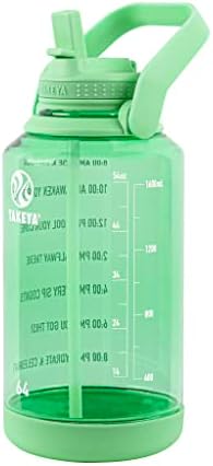 Motivational Water Bottle with Straw Lid and Time Marker (64 oz, Pistachio Green) - Leakproof, BPA Free Water Bottle for Daily Intake Tracking