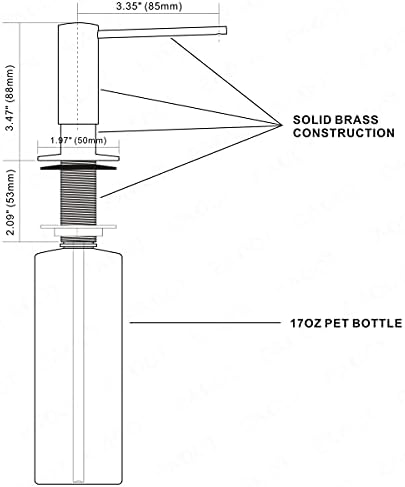 Brass Brushed Nickel Soap Dispenser for Kitchen Sink, Soap Pump