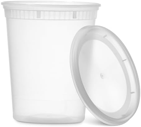 24 Pack 32 Oz Plastic Deli Containers with Lids, Clear Food Storage
