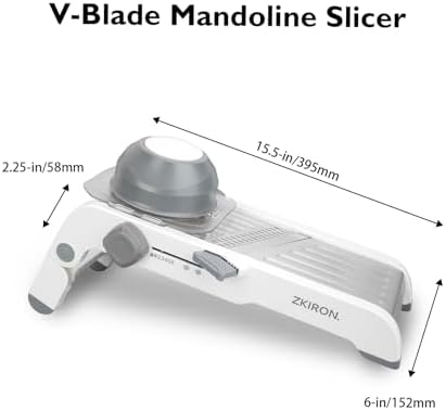 ZKIRON Large Mandoline Slicer for Kitchen - Professional Stainless Steel Onion Slicer & Cabbage Shredder, Integrated 2-in-1 Blade for Waffle & Smooth Cuts, Safety Hand Guard Included (Gray) - Image 2