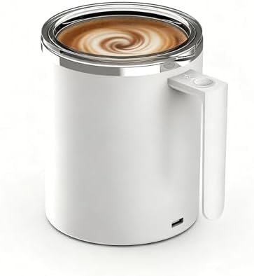Self Stirring Mug, with Anti-Sedimentation Function, White, 12.2oz