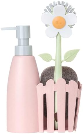 Florganic Kitchen Sink Caddy Set with Dish Soap Dispenser - Pink