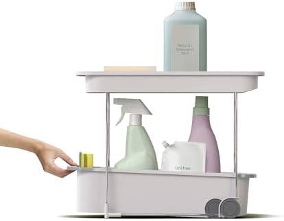 Joseph Joseph CupboardStore 2-Tier Easy-Access Wheeled Storage Caddy – Under-Sink Kitchen Organizer, Made from Recycled Plastic