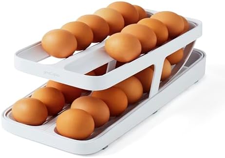 RollDown® Egg Dispenser, Rolling Eggs Dispenser and Organizer for Refrigerator Storage, Double Track