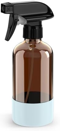 Bontip Amber Glass Spray Bottle, 8 oz with Blue Silicone Sleeve, 1 Pack by BONTIP