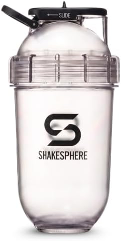 SHAKESPHERE 24oz Bladeless Protein Shaker Bottle Tumbler Tritan Clear Black by SHAKESPHERE