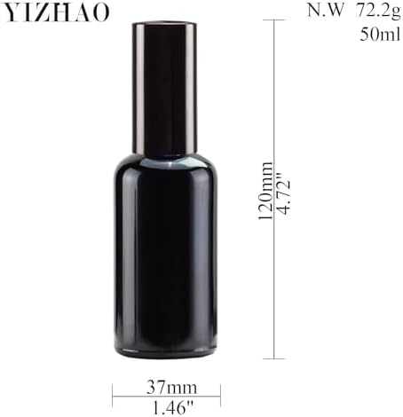 YIZHAO Black Glass Spray Bottles 2oz, with Small Fine Mist Spray, Metal Cap, Refillable for Essential Oil,Travel,Cleaning,Perfume,Aromatherapy,Makeup – 12 Pcs - Image 2