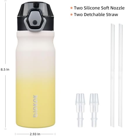 BJPKPK 18 oz Water Bottle with Straw & Handle, Insulated Stainless Flask - Image 4