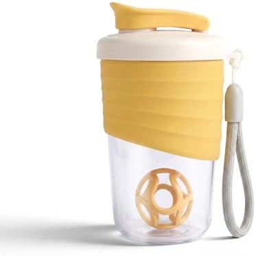 X SIM FITNESSX 530ML Protein Shaker Bottle, Small Portable Mixer Cup, BPA Free (YELLOW) by X+SIM+FITNESSX
