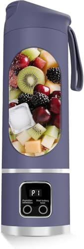 Portable Rechargeable Blender, USB Mini Personal Juicer for Smoothies and Shakes, 450ML (1, Purple, 15.2 FL oz) by Unknown