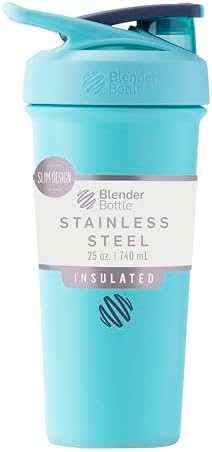 BlenderBottle Sport Sleek Stainless Steel Shaker Bottle 25 oz Seafoam by BlenderBottle